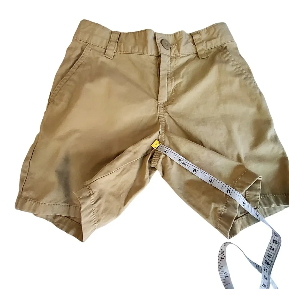 Cat & Jack Boys Beige Cotton Adjustable Waist Shorts Size 6 button-zip closure - Picture 5 of 9